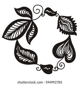 Beautiful nature frame of leaves. Vector illustration.