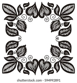 Beautiful nature frame of leaves. Vector illustration.