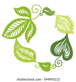 Beautiful nature frame of leaves. Vector illustration.