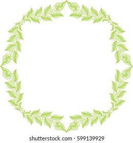 Beautiful nature frame of leaves. Vector illustration.