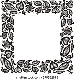 Beautiful nature frame of leaves. Vector illustration.