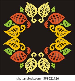 Beautiful nature frame of leaves. Vector illustration.