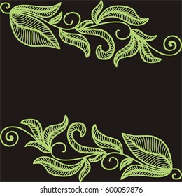 Beautiful nature frame of leaves. Vector illustration.