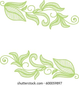 Beautiful nature frame of leaves. Vector illustration.