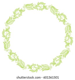 Beautiful nature frame of leaves. Vector illustration.