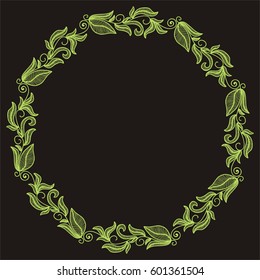 Beautiful nature frame of leaves. Vector illustration.