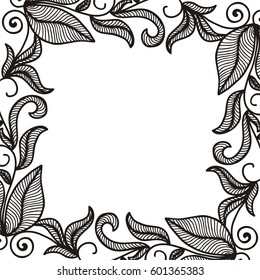Beautiful nature frame of leaves. Vector illustration.
