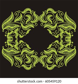 Beautiful nature frame of leaves. Vector illustration.