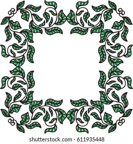 Beautiful nature frame of leaves. Vector illustration.