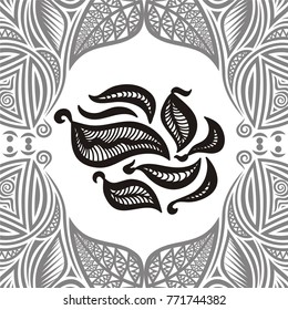 Beautiful nature frame of leaves. Vector illustration.