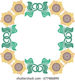 Beautiful nature frame of sun flowers. Vector illustration.