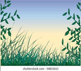 Beautiful nature and grass. Vector illustration.