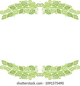 Beautiful nature green frame of leaves. Vector illustration