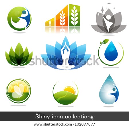 Beautiful nature and health icon collection