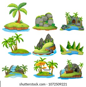 Beautiful Nature Island on White Background illustration