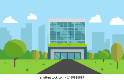 Beautiful nature landscape with company.Building with nature and cityscape.