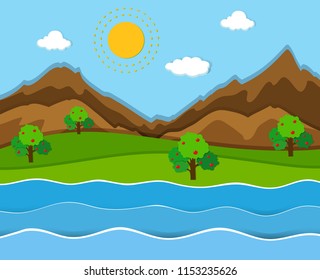 Beautiful Nature Landscape Illustration Stock Vector (Royalty Free ...