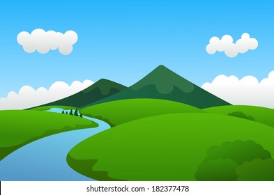 Beautiful Nature Landscape At Spring