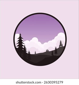 Beautiful nature landscape vector with circles for logo design, posters and more