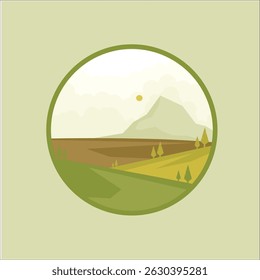 Beautiful nature landscape vector with circles for logo design, posters and more