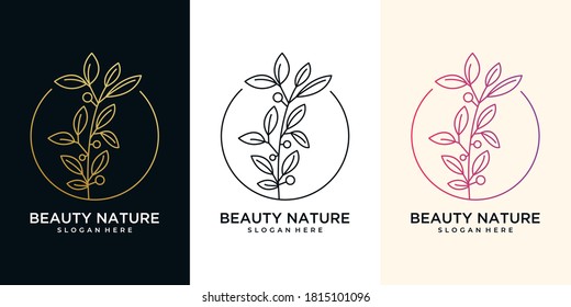 conjunto de diseño de logotipo premium para la hoja de la naturaleza