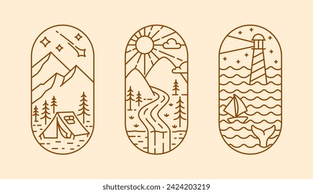 beautiful nature line art illustration vector