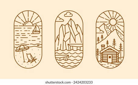 beautiful nature line art illustration vector