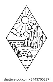 beautiful nature line art illustration vector