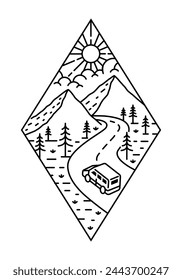 beautiful nature line art illustration vector