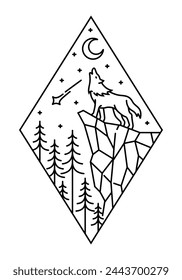 beautiful nature line art illustration vector