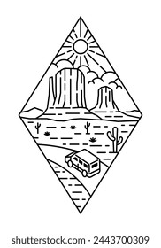 beautiful nature line art illustration vector
