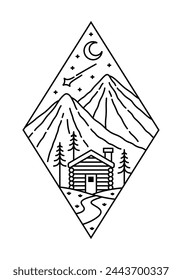 beautiful nature line art illustration vector