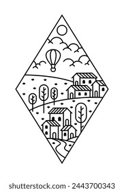 beautiful nature line art illustration vector