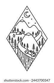 beautiful nature line art illustration vector