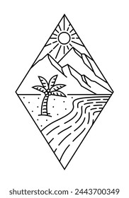 beautiful nature line art illustration vector