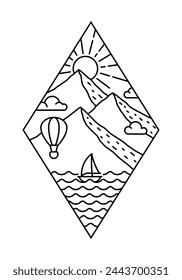 beautiful nature line art illustration vector