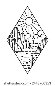 beautiful nature line art illustration vector
