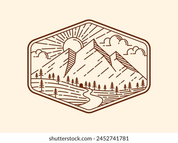 beautiful nature line art vector template