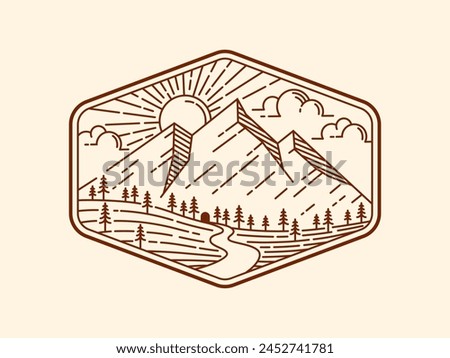 beautiful nature line art vector template