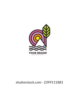 Beautiful nature logo, minimalist line design
