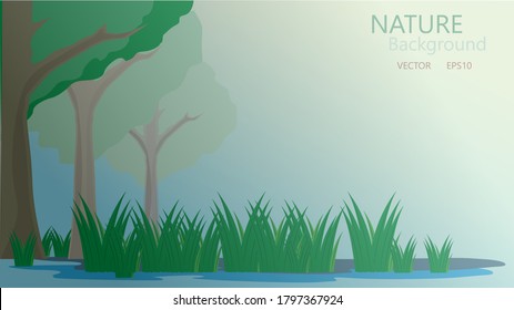 Beautiful nature with modern design, painting, book cover, wallpaper, desktop background and your ideas. Modern flat illustration vector