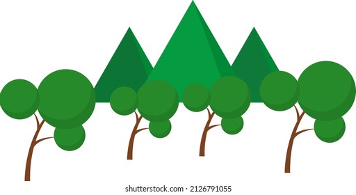 Hermosa Naturaleza Montañas Y Árboles Ilustración Vectorial