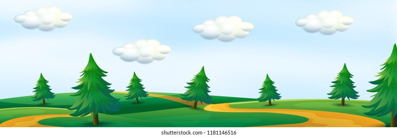 A beautiful nature panorama illustration
