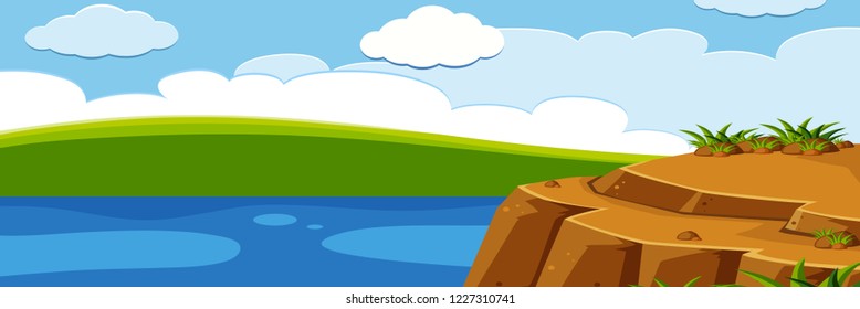 Beautiful nature panorama landscape illustration