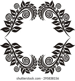Beautiful nature pattern frame black and white vector illustration