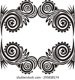 Beautiful nature pattern frame black and white vector illustration