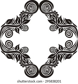 Beautiful nature pattern frame black and white vector illustration