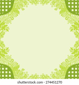 Beautiful nature pattern frame green leaves vector illustration