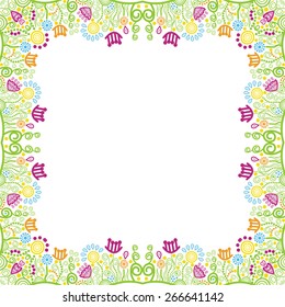 Beautiful nature pattern frame vector illustration