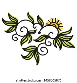 Beautiful nature pattern of leaves with sun. Vector illustration